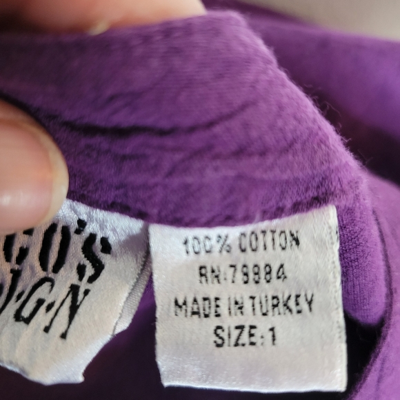 Womans Chicos Design Purple Tunic Button Front Size 1 100% cotton - Picture 6 of 9